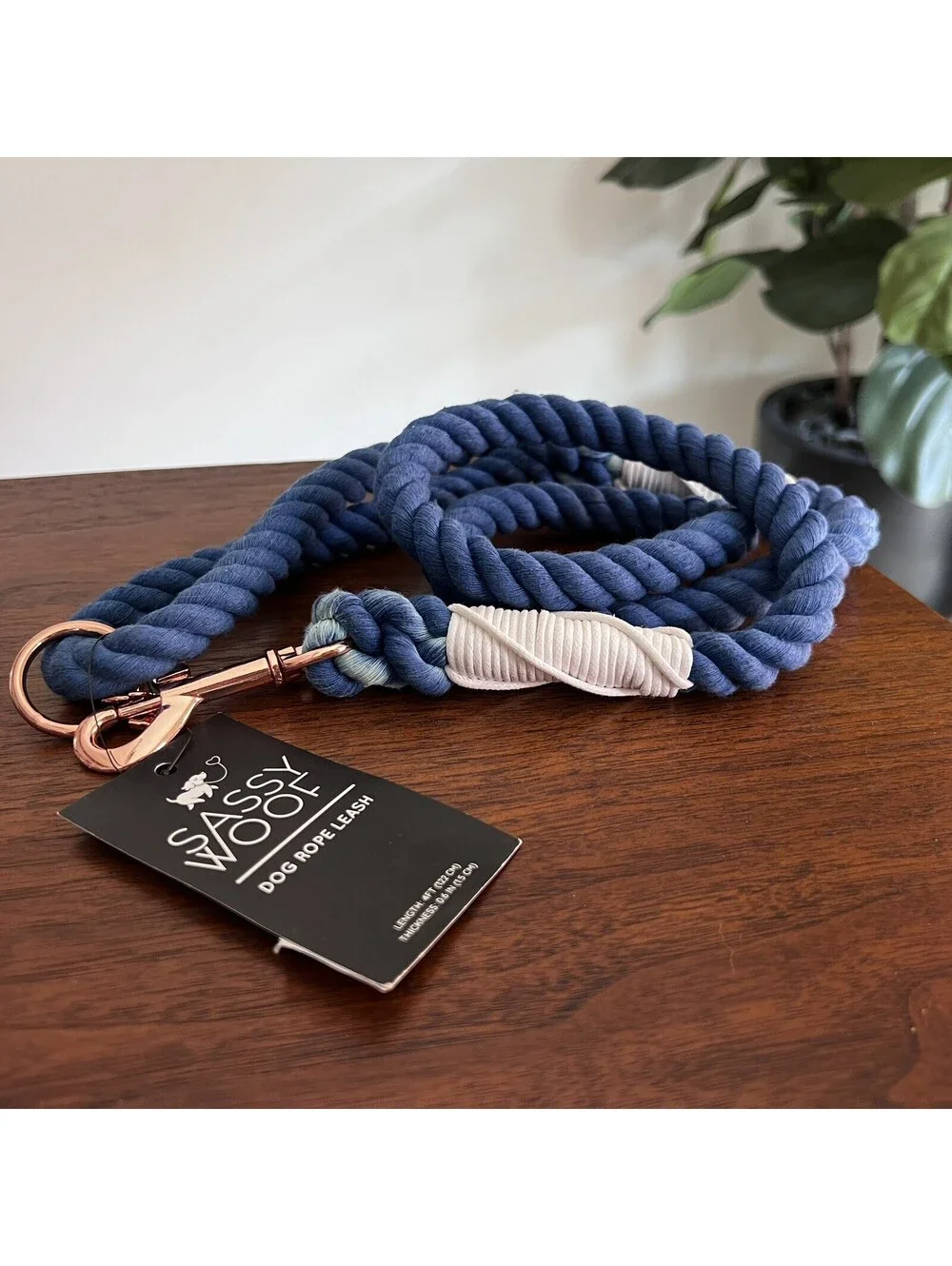 NWT Sassy Woof Unisex 4’ Short Blue Cotton Twisted Braided Rope Lead Dog Leash